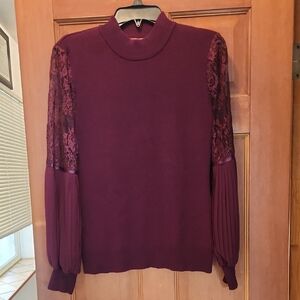 Belldini Plum Lace Sleeve Sweatshirt